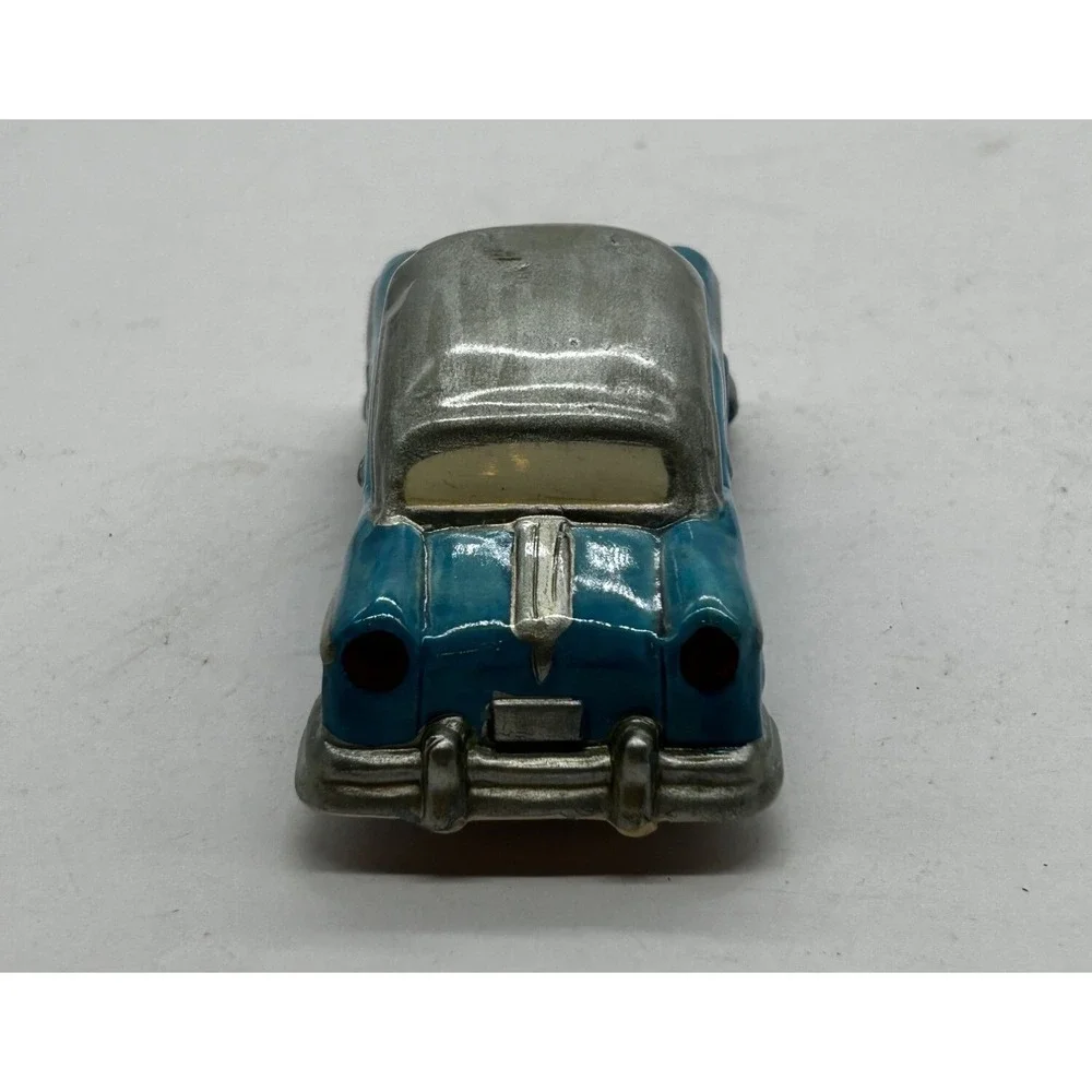 Vintage Plaster Chalkware Blue and Silver Painted Car 4 1/2